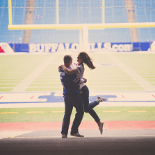 Fun wedding engagement photography taken at Ralph Wilson Bills Stadium.